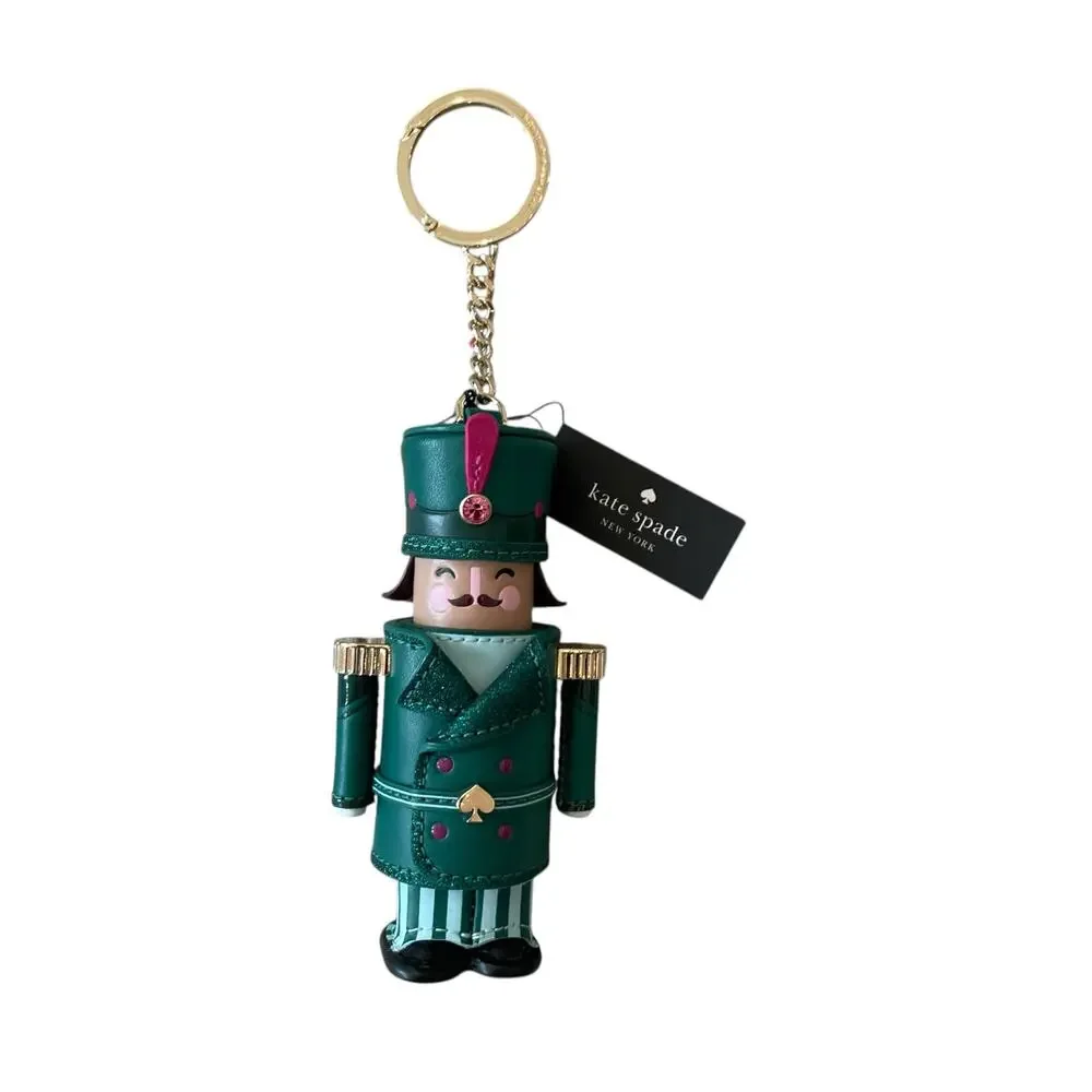 Kate Spade Oh What Fun 3D Nutcracker Key Chain Green Leather NEW